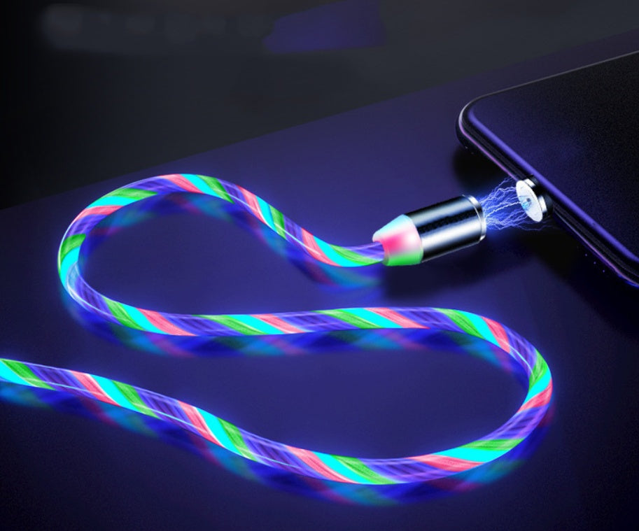 Flowing Ligh Magnetic Streamer Data Line Cable for Iphone Android Type-c