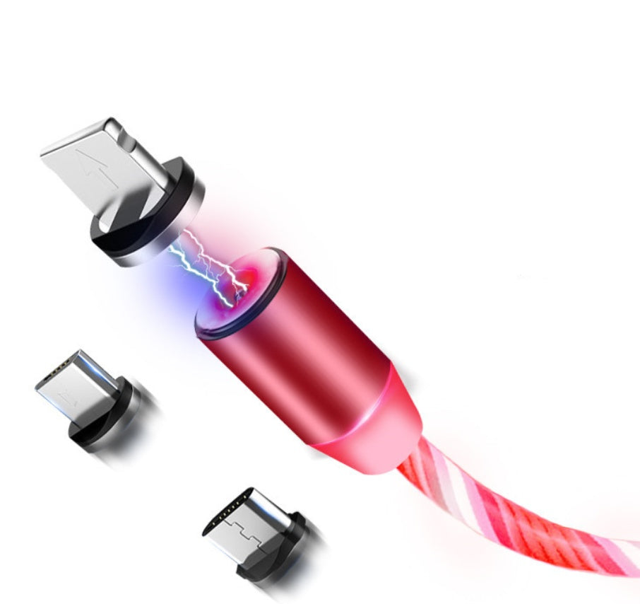 Flowing Ligh Magnetic Streamer Data Line Cable for Iphone Android Type-c