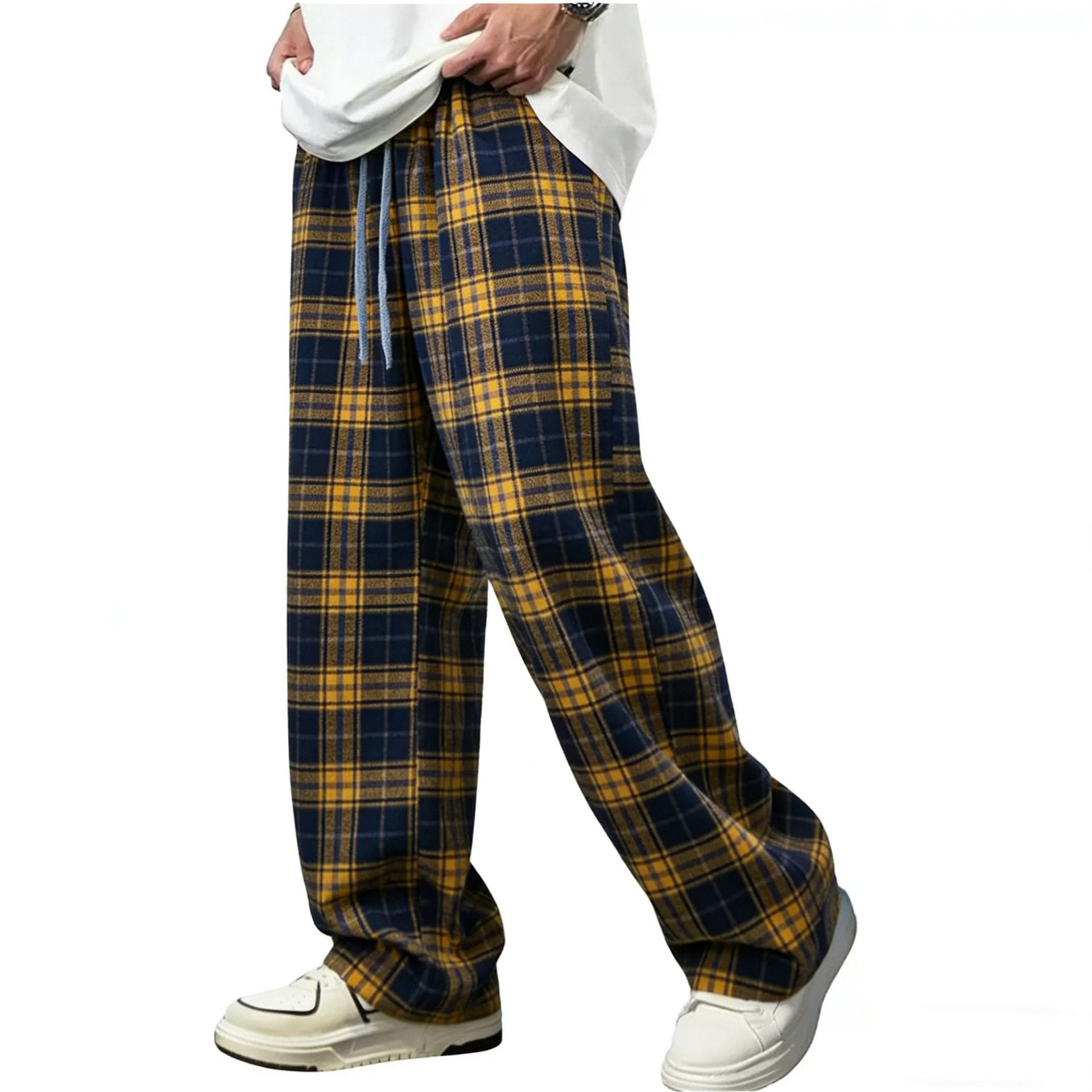 Black And White Checkered Harem Pants For Men