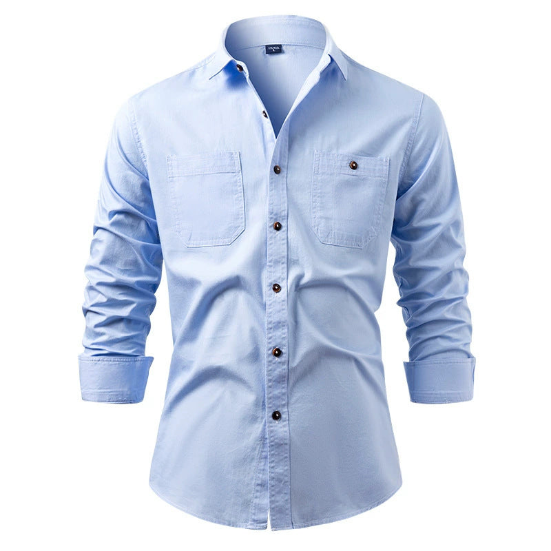 Pure Cotton Wrinkle-Resistant Solid Color Long-Sleeve Mens Casual Jacket