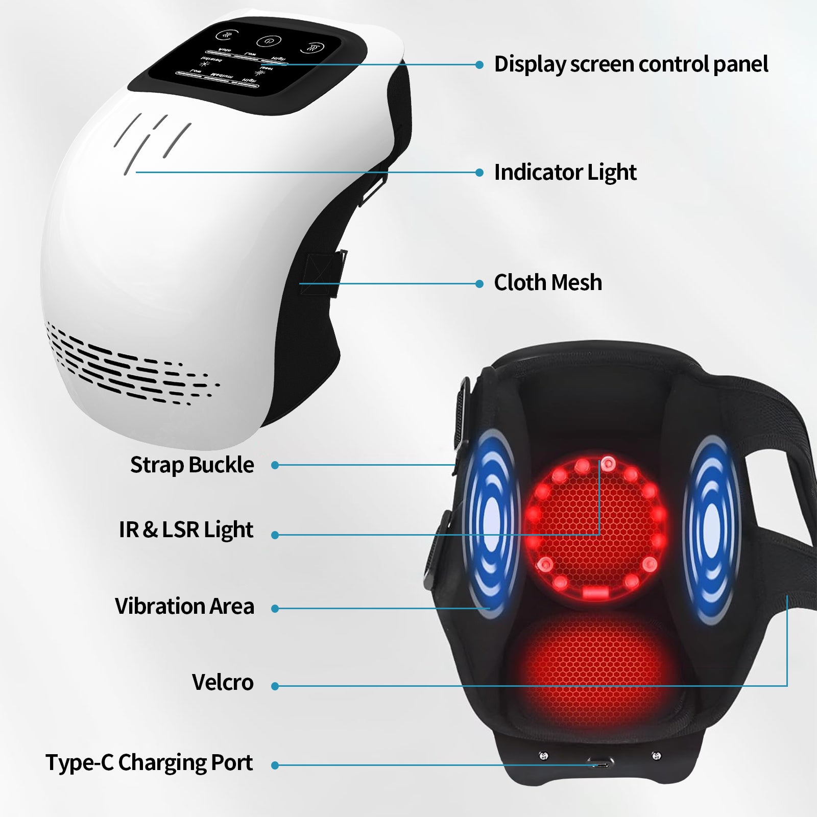 Rechargeable Heating Knee Massager for Pain Relief with Infrared Laser Vibration