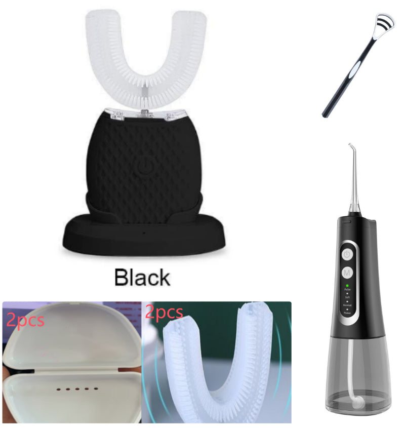 360 Degrees Intelligent Automatic Electric Toothbrush Waterproof U Type Tooth Brush Whitening Blue Light USB Charging