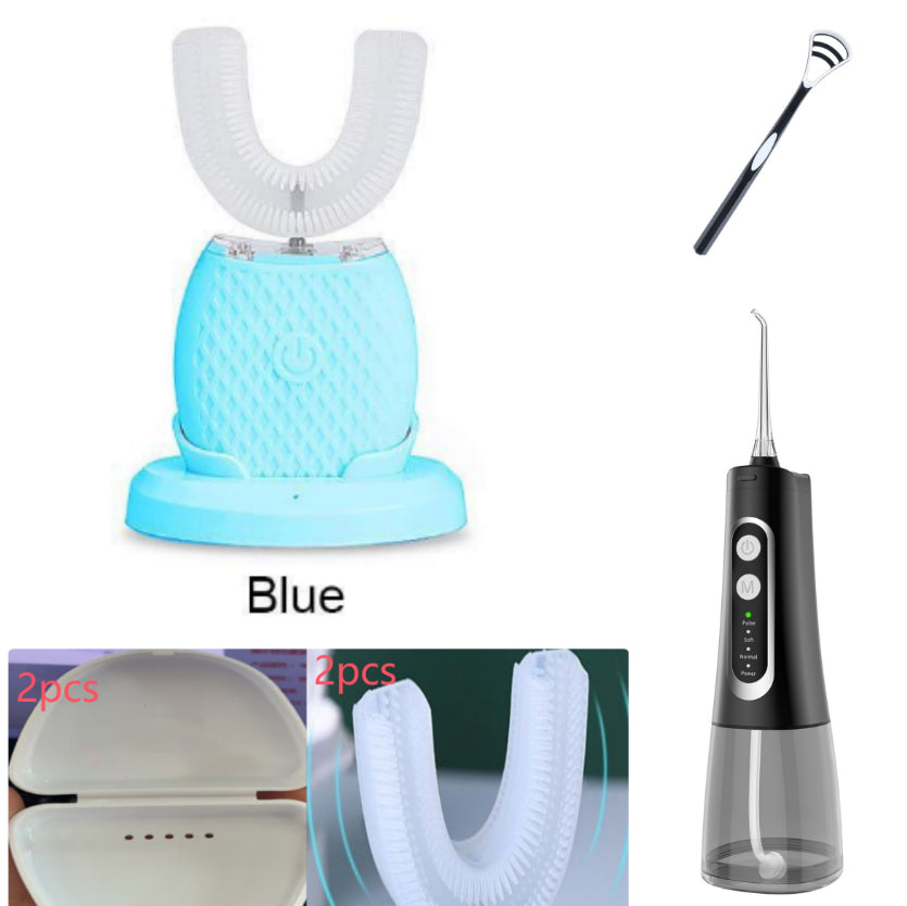 360 Degrees Intelligent Automatic Electric Toothbrush Waterproof U Type Tooth Brush Whitening Blue Light USB Charging