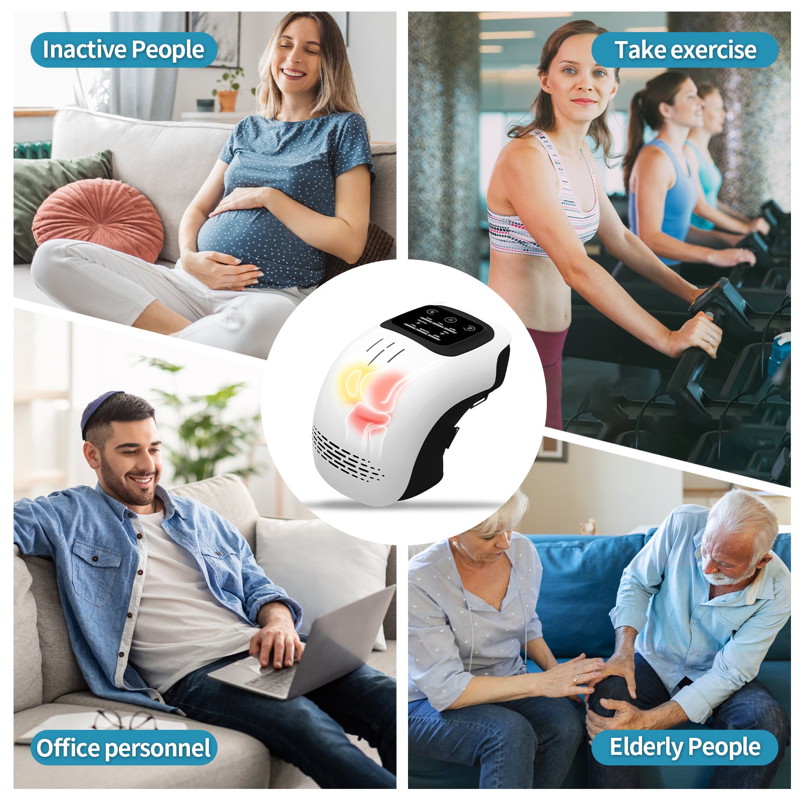 Rechargeable Heating Knee Massager for Pain Relief with Infrared Laser Vibration