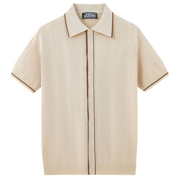Men's Short-Sleeve Knit Top Cardigan Polo Shirt