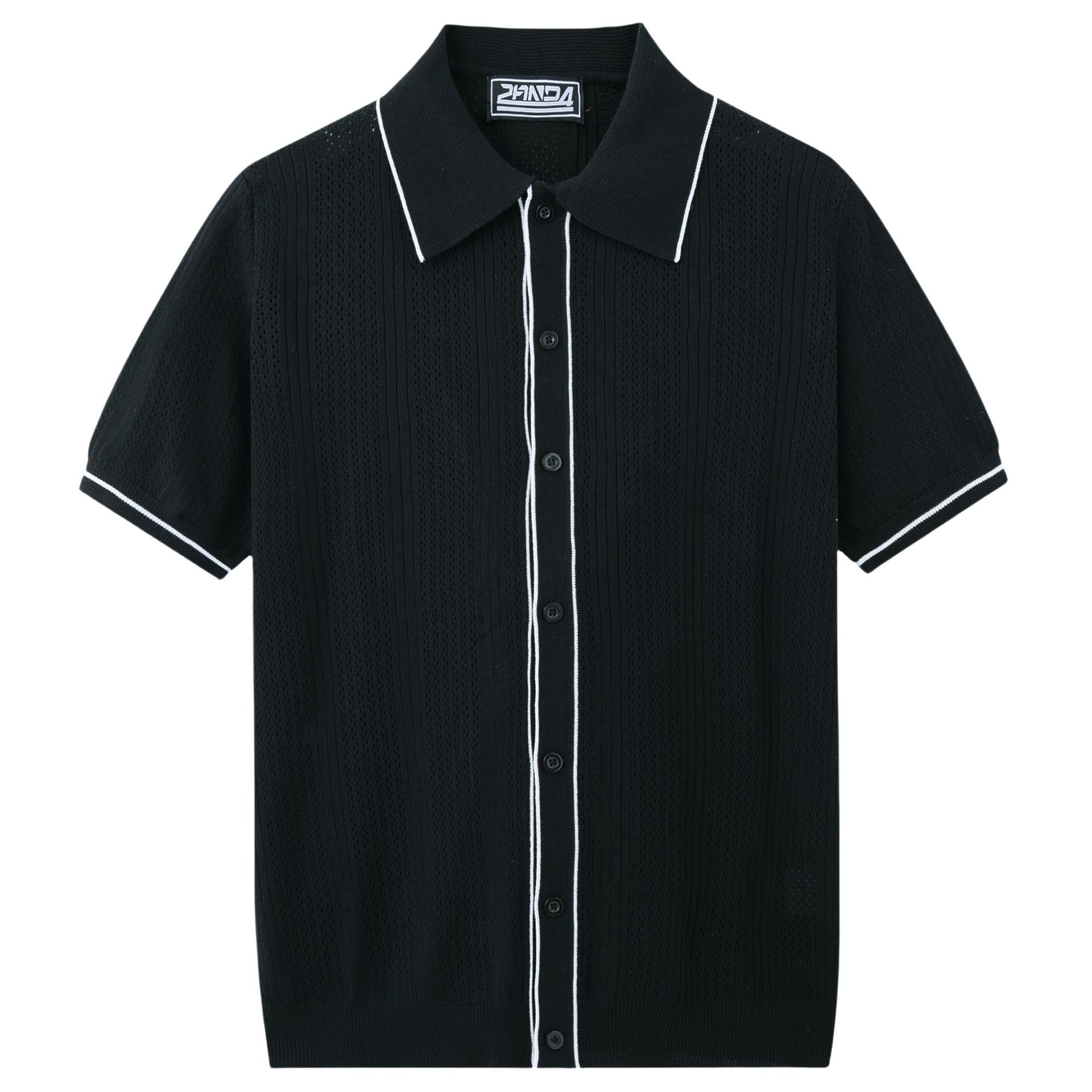 Men's Short-Sleeve Knit Top Cardigan Polo Shirt