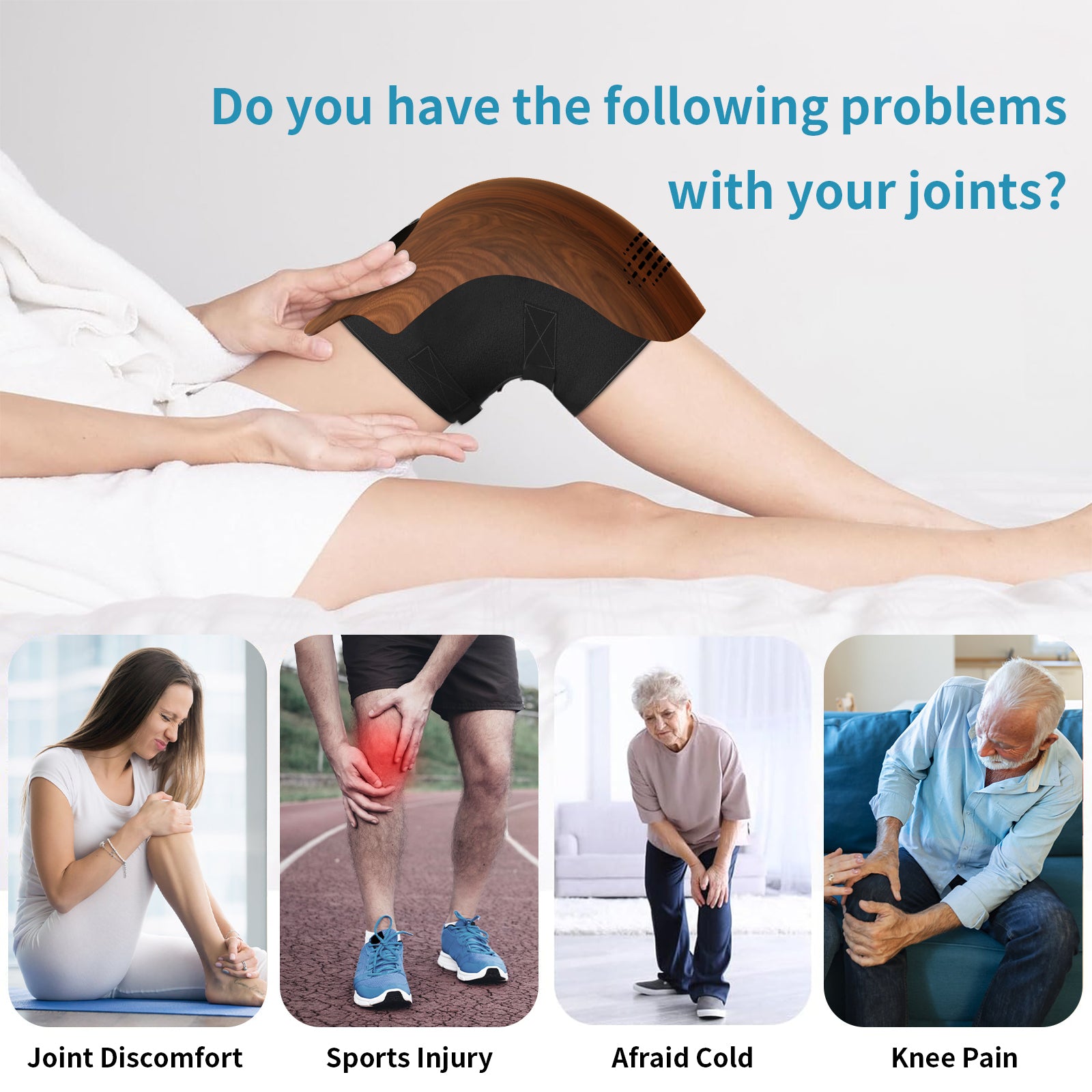 Rechargeable Heating Knee Massager for Pain Relief with Infrared Laser Vibration