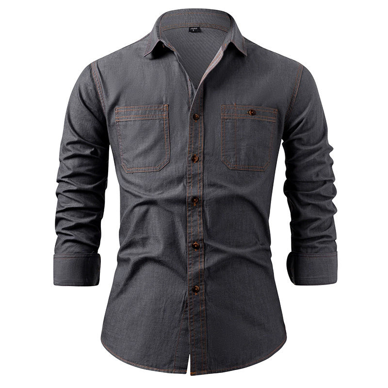Pure Cotton Wrinkle-Resistant Solid Color Long-Sleeve Mens Casual Jacket