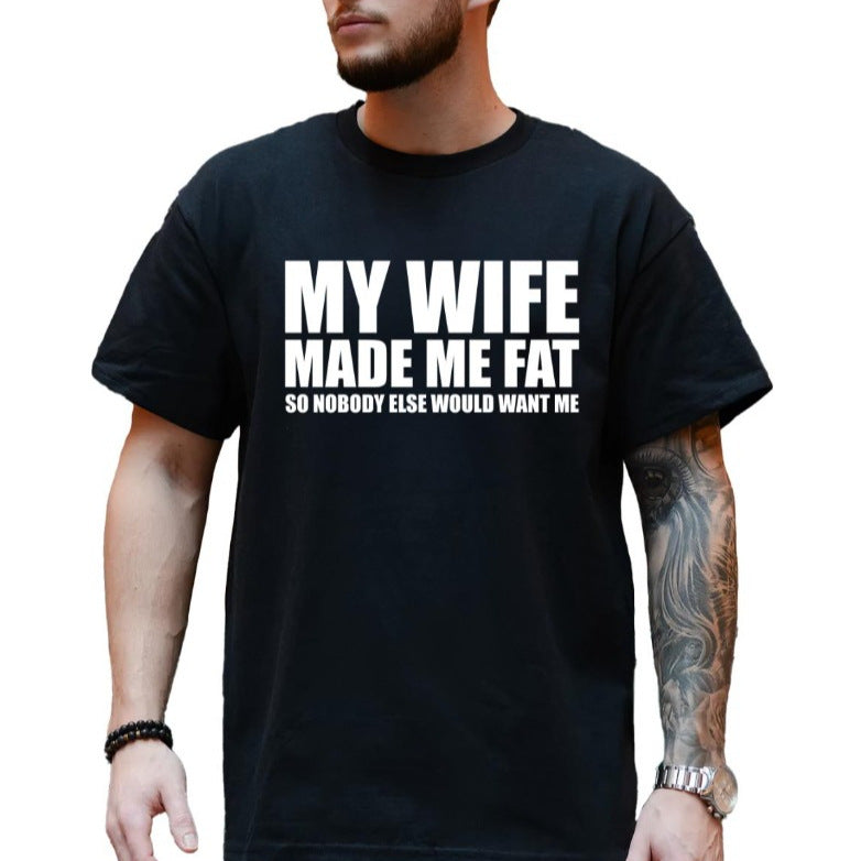 Men's Creative English Letter Print T-Shirt