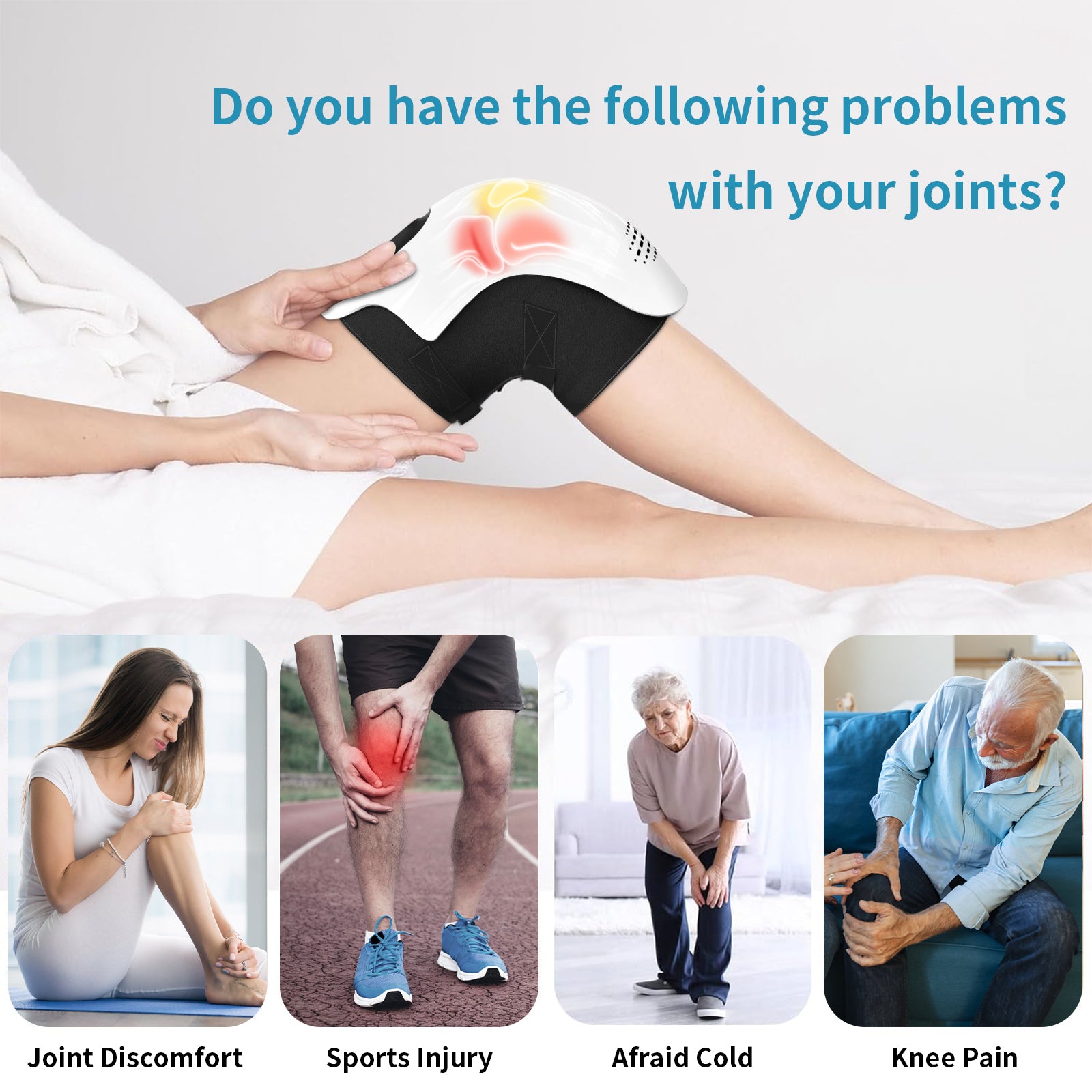 Rechargeable Heating Knee Massager for Pain Relief with Infrared Laser Vibration